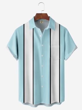Hardaddy Moisture-wicking Geometric Chest Pocket Bowling Shirt XXL